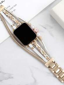 1 dây đeo bằng da sang trọng họa tiết hoa tương thích với đồng hồ Apple Watch 41mm 40mm 38mm 45mm 44mm 42mm 49mm dành cho nữ, vòng tay Boho trang sức dây đeo đồng hồ nhiều lớp tương thích với đồng hồ Apple Watch Series Ultra 9 8 7 6 5 4 3 2 1 SE Valentine - Màu Khaki - Xem 3