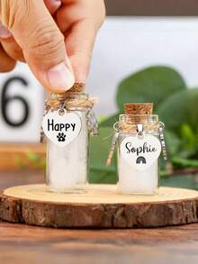 定制宠物毛皮纪念罐、狗纪念罐、宠物毛皮纪念品、宠物纪念玻璃瓶、宠物遗失礼物、彩虹桥礼物、宠物遗失礼物 - 彩色 - 查看 3