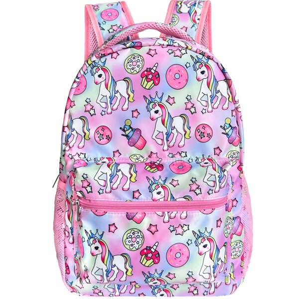 Mochila para niños y niñas, mochila con estampado de doble cara, gran capacidad de almacenamiento, mochila con patrón de unicornio/color para estudiantes escolares