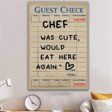 1pc Unframed Guest Check Fa Wall Art, Chef Is Lovely Would Eat Here Again, This Must Be The Place, Guest Check, Red Chef Art Prints, Posters Guest Check, Canvas Wall Decor For Living Room, Bedroom Posters,Wall Art,Room Decoration Stuff,Modern,Quotes(Optional Frame)