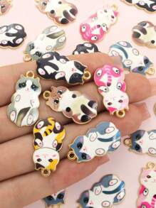 10pcs Cute Expression Cat Drip Oil Alloy Charms, Vibrant Playful Necklace Bracelet Earrings Keychain And Dust Plug Accessory DIY 6-Colors Kawaii Pet Kitten Pendants - Suitable For Cat Lover & Handicraft Enthusiasts