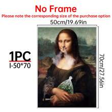 Art Decor Modern Mona Lisa Canvas Print, Fashion Theme Retro Portrait Wall Art, Frameless Ink Artwork, Indoor Hanging Decor Poster For Living Room, Bedroom, Home Office - Basquiat-Inspired Watercolor Design Gifts Birthday Graduation