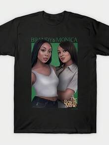 Plus Size Brandy Monica 'ROW THE MINE' Vintage-Inspired Men Cotton T-Shirt Comfortable Round Neck Short Sleeves With Iconic TV Show Print Machine Washable All-Season Wear Size L-3XL 4XL 5XL - 黑色 - 查看 2
