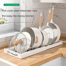 Kitchen Utensil Artifact Pot Storage Rack Foldable Kitchen Utensil Storage Rack Kitchen Pot Lid Storage Rack - White - View 6