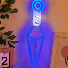 1 pieza Señal de neón LED de arma de anime, para decoración de pared y mesa, letreros luminosos señales de neón con alimentación USB, para decoración de dormitorio, boda y fiesta - Blanco+Azul - Ver 5