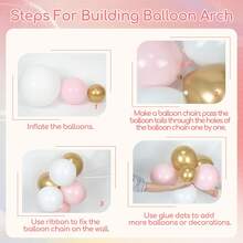 99件套粉色、白色和金色气球拱门套装，包含粉色、白色和金色金属气球，适合男孩、女孩、儿童生日、新娘、婴儿派对装饰 - 淺粉色 - 查看 7