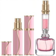 Atomizador de perfume de viaje de 10ml con base de, recargable, mini botellas de colonias y fragancias portátiles, dispensador con atomizador de bolsillo para regalo de viaje en avión, color rosa de 0.34oz