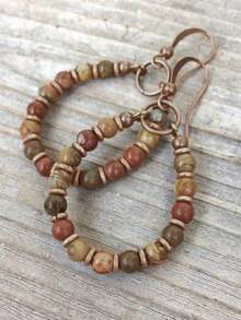 2pcs Boho Handmade Beaded Shell & Wood Bead Hoop Earrings For Women, Perfect Gift For Birthdays, Holiday Gifts, And Parties. Suitable For Daily Wear And Holiday Celebrations, Suitable For All Seasons, And Is An Ideal Choice For Holiday Accessories. - 彩色 - 查看 6