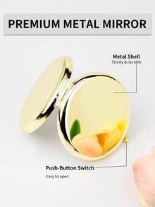 1个圆形双面便携化妆镜，男女通用，可折叠金属材质，口袋大小，方便携带，360度旋转，可爱迷你手持镜，是大学生、旅行者和化妆师的理想之选，也是情人节礼物和圣诞节礼物的绝佳选择。适用于化妆、家居装饰、梳妆台、旅行、卧室等场合，是化妆配件的理想之选。 - 金色 - 查看 3