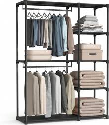 SONGMICS Portable Closet, Standing Closet Organizer, Clothes Rack With Shelves, Hanging Rods, Storage Organizer, For Cloakroom, Bedroom, 71.7 X 16.9 X 71.7 Inches, Black URYG037B02