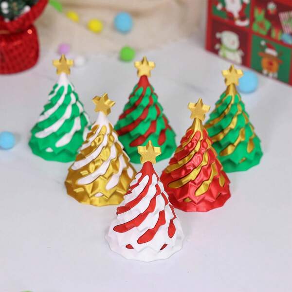Mini 3D Desktop Christmas Tree Ornament - Handcrafted Holiday Keepsake | Calming Anxiety Relief Ornament For Adults | Home Festival Atmosphere Good Items(Collectible 7.7cm)