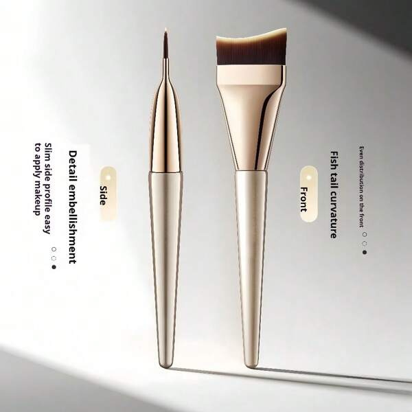LAMBANO Thin Fishtail Foundation Brush Does Not Absorb Powder Flat Head Angled Brush Crescent New Hand Traceless Concealer Flat Head Liquid Foundation Brush