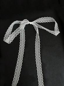 2 Pieces Suit Lady's Sweet Lace Ribbon Layered Clavicle With Versatile Narrow Neck With Clavicle Chain Long Scarf Ribbon Necklace Suitable For All Kinds Of Scenes. For Dress For Christmas Decor