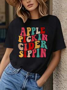 Apple Picking Crew Apple Harvest Season Apple Picking Groovy T-Shirt, Graphic Tees Women