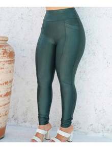Women's Plain Riding Pants High Waist Shaping Leggings WITH POCKET Cirrê - Green - View 1