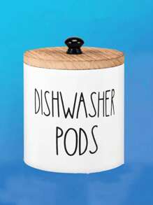 1pc- Round Storage Box With Cover, Storage Box For Laundry Beads, Used To Store Kitchen Decorations And Accessories, Wooden Laundry Liquid Pod Container With Cover, Bathroom Kitchen Storage Container.
