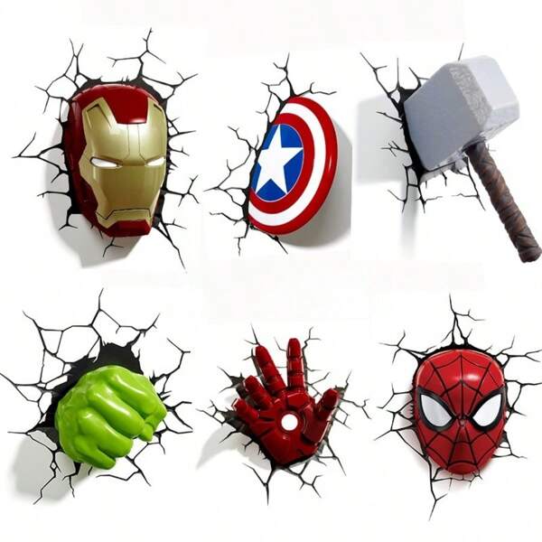 pokemon Adhesivos decorativos impermeables con diseños de Vengadores rompiendo la pared en 3D, ideales como regalo para el Día del Niño y cumpleaños para niños y niñas, surtido de patrones aleatorios, para manualidades de scrapbooking y sellar sobres