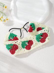 1 Stück Damen Bandana Cut Out Boho Blumen-/Frucht-/Tier Cartoon Würfel gestricktes elastisches Haarband für Frauen, romantisches Haaraccessoire, modische Haraccessoires, klassische Haarbögen
