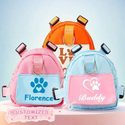 Mochila personalizada para mascotas - Bolso de viaje para perros y gatos - Arnés de exterior con bolsillo para premios - Almacenamiento grande de refrigerios para cachorros