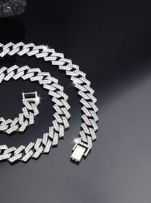 CVNANA 1 szt Europejskie i amerykańskie Hip-hop Styl Błyszczący Diament Inkrustowane Naszyjniki lub Bransoletki Dla kobiet , Złoto/srebro PLATEROWANY Stal Nierdzewna Mężczyźni Kobiety Naszyjnik z łańcuszkiem Moda Biżuteria Różny Rozmiary Dostępny