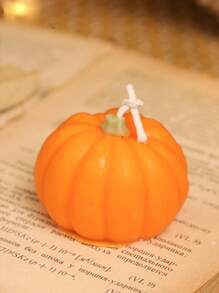 1 pieza Vela con aroma a calabaza en forma de calabaza, adecuada para decoración de Halloween, decoración del hogar, fiestas, mesa de comedor, regalo festivo, cena, banquete/fiesta, relajación/meditación, iluminación ambiental