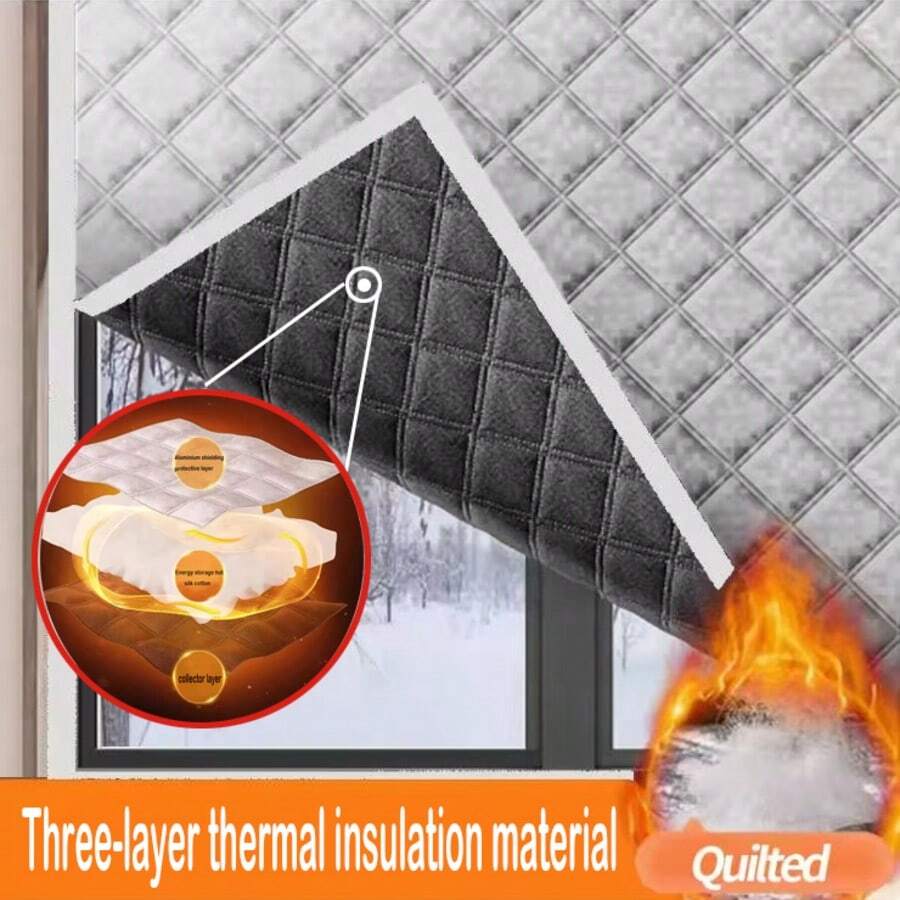 1 tấm rèm cách nhiệt viền trắng làm bằng vật liệu bề mặt Graphene cotton hóa dày, che phủ toàn bộ cửa sổ, cách nhiệt và giảm tiếng ồn, thích hợp cho phòng khách, nhà bếp, phòng tắm, những nơi ồn ào - màu đen - Xem 1