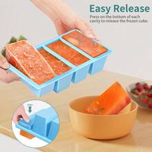 Silicone Freezer Tray For Sauce Cube: Silicone Freezing Tray For Broth Sauce Storage Freeze 125mL 250mL Souped Portion - 藍色 - 查看 3