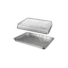 Bandeja para hornear de lámina de aluminio de medio tamaño 1/2 con tapa alta transparente, paquete de 100 unidades - Multicolor - Ver 3