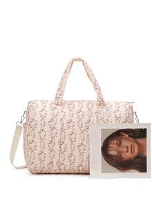 多用途大容量绗缝花卉手提包、单肩包、挂包，适合婴儿车、户外携带、孕妇和新生儿 - 彩色 - 查看 11