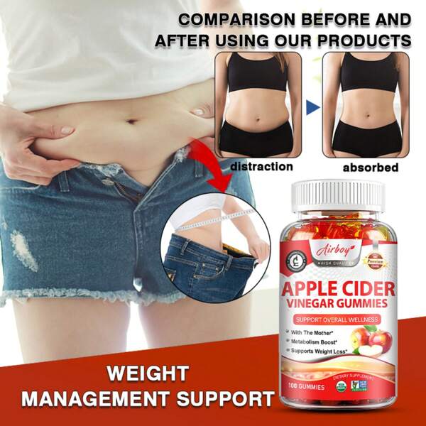Apple Cider Vinegar Gummies 500mg - Digestive Health Support Relieves Bloating And Constipation Burns Fat And Controls Weight - 60pcs