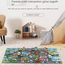1 片大型无纺布城市交通游戏垫，防水防潮，现代风格互动式道路地图，适合儿童玩具车游戏、房间装饰、教育工具、返校季用品 - 彩色 - 查看 10