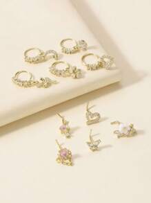 10Pcs 20G Dangle Nose Ring L Shaped Dangling Nose Stud For Women Stainless Steel Nose Ring Studs CZ Flower Dangle Nose Rings Hoops Nose Piercing Jewelry