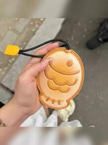 1pc Creative Cute Fish Shaped Key Holder, PU Leather Pull String Key Protector Case Keychain Bag Accessory Car Accessories Bag Charm