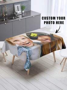 1pc Customized Photo Tablecloth - Use Your Own Photo Or Text Design, Suitable For Mother's Day, Valentine's Day, Christmas, Father's Day, Party, Restaurant, Cafe, Buffet, Picnic - Indoor And Outdoor Use - Style 2 - View 8