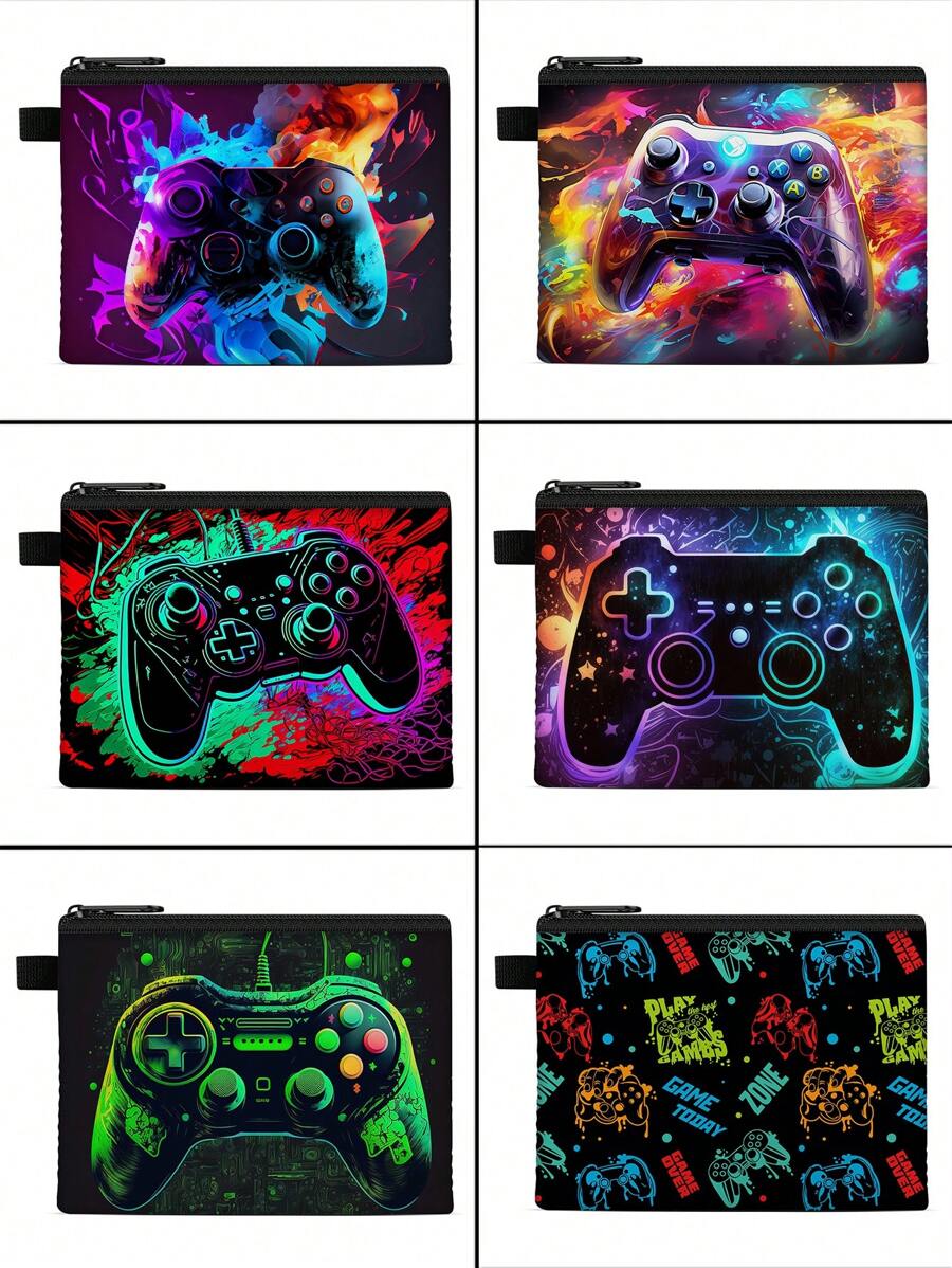 Kids Game Patterns Wallet - Mini Coin Purse With Soccer Pattern For Boys And Girls - Cute & Durable Kids Wallet With Zipper - Perfect For School, Travel, And Everyday Use (5.5" X 4.3")