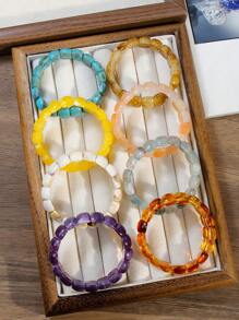 Betykuku 1 pieza Pulsera elástica con cuentas irregulares y coloridas de estilo bohemio, regalo para mujeres y niñas, adecuado para la playa, vacaciones, uso casual y fiestas