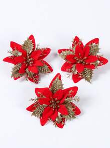 10 Piezas Decoración navideña, Flores artificiales brillantes de Navidad en rojo y dorado, Decoración de árbol de Navidad con destellos, Decoración navideña para el hogar, Corona de Navidad, Decoración de centro de mesa, Decoración de boda, Adornos navideños, Colgantes navideños, Artículos para fiestas navideñas, Regalos de fiesta de Navidad, Feliz Navidad, Obsequios para fiestas navideñas, Decoración navideña