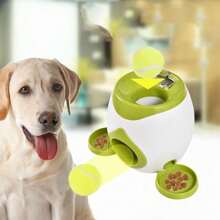 1pc Pet Interactive Snack Ball Feeder, Double Hole Dog Treat Dispenser (Includes 2 Tennis Balls + Plastic Scoop)