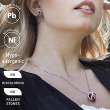 Leafael Women, Love Birthstone Heart Pendant, Birthday Jewelry Gifts Her, Mom, And Wife, Silver Plated, 18 Plus 2 Inch Adjustable Chain - 13a-protection-rainbow Black - View 2