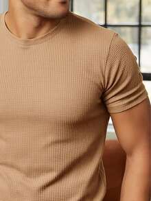 Kit 2 Basic Casual Textured T-Shirt Straight Textured Premium Mesh - Hitam dan Karamel - View 2