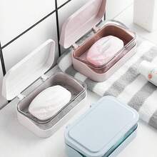 1 Peça Porta-Sabonete com Cobertura Criativa e Virável, Caixa de Sabão Drenante Transparente e Minimalista para Casa, Dormitório, Banheiro, Varanda