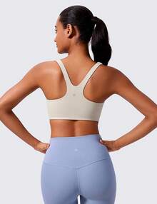 CRZ YOGA Butterlift Sujetador Deportivo para Mujer con Cuello Cuadrado y Doble Forro con Espalda Cruzada - Bronceado Mojave - Ver 10