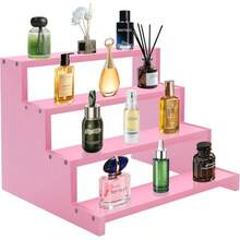 Wooden Perfume Stand For Women 4 Tier Pink Perfume Organizer Stand Perfume Display Shelf & Holder For Women's Dresser & Vanity Desktop Rack For Fragrance Figures Dessert Cupcakes Decoration - 粉色 - 查看 1