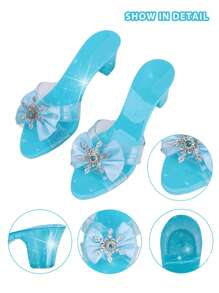 1 pièce Sandales de princesse pour filles, chaussures de princesse en cristal, chaussures de fête habillées, chaussures à nœud, accessoires de rôle de représentation, jouet chaussures en cristal, cadeaux de Noël/Fête des enfants/Anniversaire