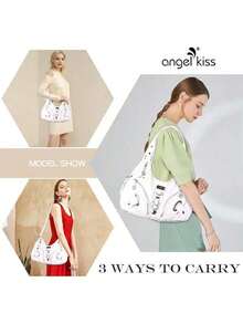 Angelkiss 女士单肩包和手提包，大号日常单肩包，旅行必备，情人节礼物，房间装饰，钱包必备，女士化妆包，钱包必备单品，邮轮必备，设计师手提包，基础款，梳妆必备，房间，可爱化妆包 - 白色 - 查看 7