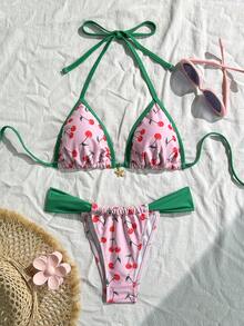 Costume de baie bikini cu imprimeu floral pentru femei, costume de plajă la modă pentru vacanța de vară, potrivite pentru petrecerea burlacilor - Multicolor - Vizualizare 2