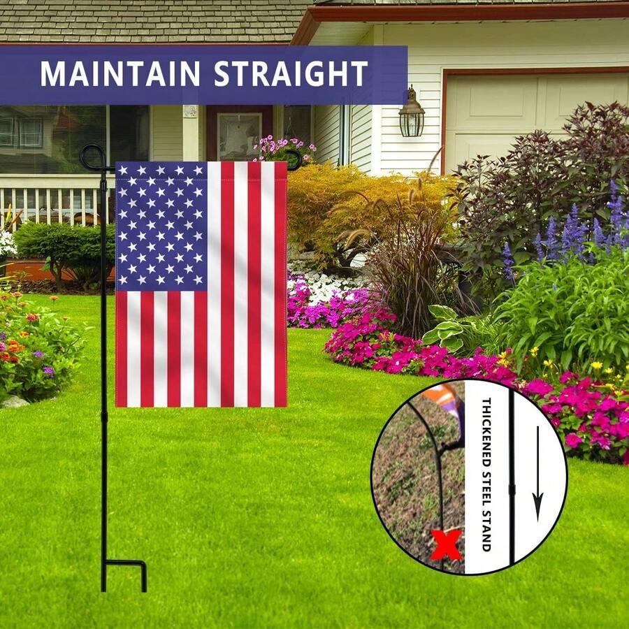 Garden Flag Holder Stand, Thickened Pole Sturdy And Straight Premium Yard Flag Holder Weather-Proof Metal Flagpole For American Flag, Christmas Garden Flag, Outdoor Garden Decor Decoration - 1 PC, No Access - View 1