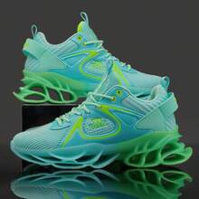 Blade 男士百搭针织网眼透气增高休闲跑步运动鞋 - 藍色 - 查看 2