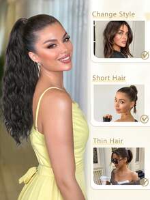 Ponytail Extensions, Long Claw Clip In Ponytail Hairpiece Synthetic Pony Tails Hair Piece Natural Wavy Hairpieces For Women, 20 Inch - Multicolor - View 6