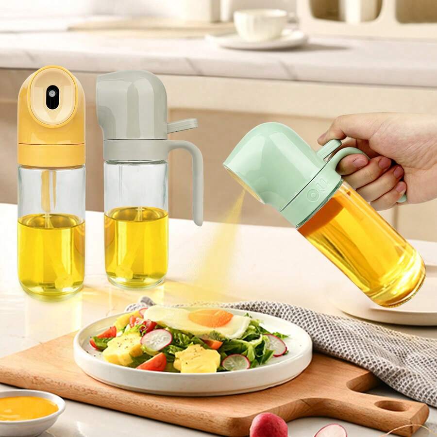 ABKOK 250毫升玻璃油喷雾瓶 - 米色/绿色/黄色 - 360° 喷雾喷嘴和防漏设计，适用于烹饪 - 1pc - 查看 1
